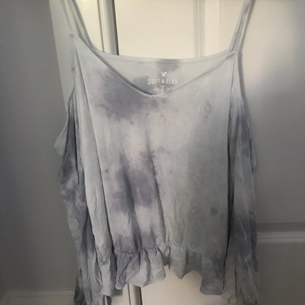 AEO tie dye off the shoulder long sleeve top